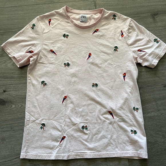 Zara Other - Zara Mens Tropical Pink Shirt Size M